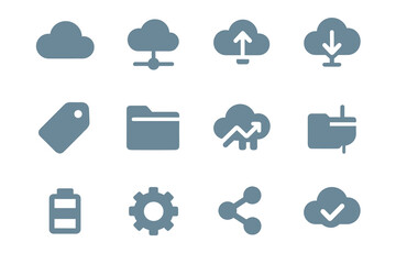 Vector checkmark cloud download icons tag gear icon plug arrow symbol chart