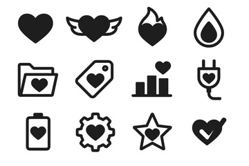 Flame drop icons vector tag gear wings heart icon symbolism checkmark star