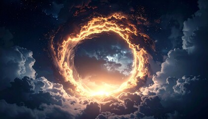 Obraz premium Heavenly ring of fire amidst clouds