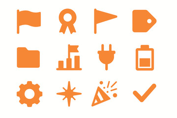 Ribbon vector celebration icon pennant gear battery icons confetti folder tag flag