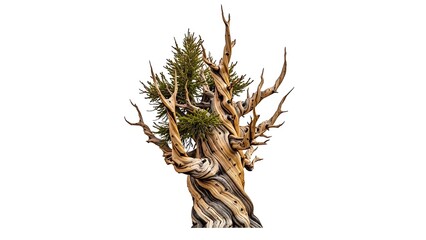 Ancient gnarled pine tree with green needles and twisted branches image 1