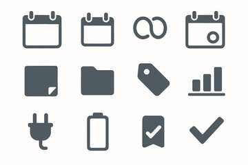 Folded marked minimalist plug edge rings checkmark chart vector tag icon calendar