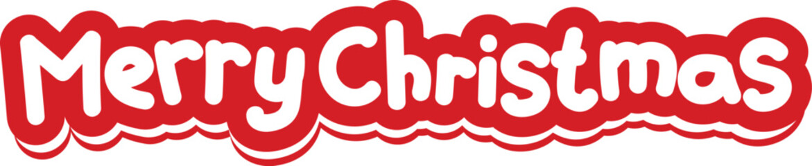 A festive red and white graphic with the words 'Merry Christmas' in a playful, bubbly font, perfect for holiday greetings and seasonal designs.