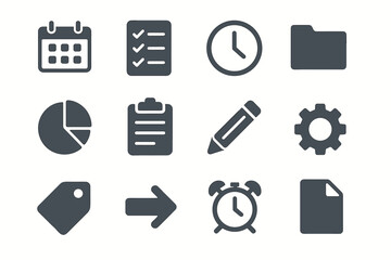 Gear icons project tag vector checklist management clipboard file calendar icon arrow