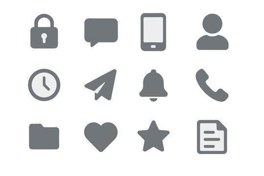 Clock lock icons star bell vector arrow heart private chat phone icon