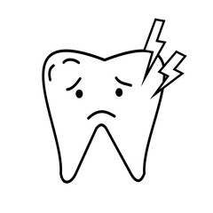 teeth painful sad face dental issue dentistry tooth pain medical line icon
