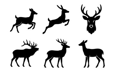 Obraz premium Deer silhouette collection: elegantly captured animal vector art design