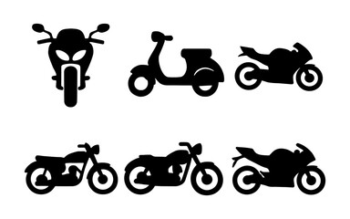 Obraz premium Motorcycle and scooter silhouettes set: iconic two-wheel designs