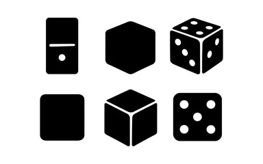Silhouette dice and geometric shapes collection for games and design projects
