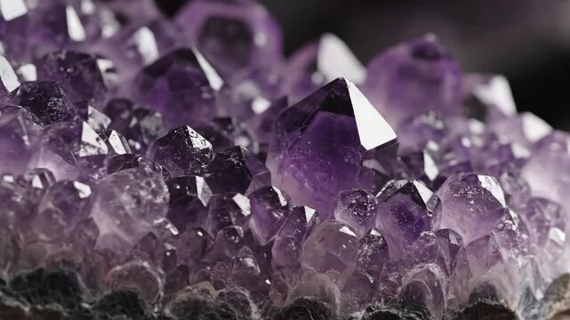 Close up of a Cluster of Purple Amethyst Crystals