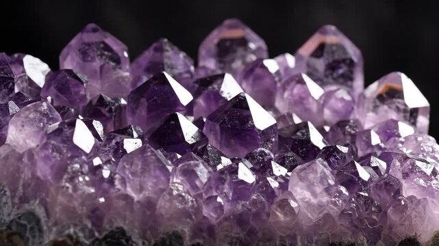 Close Up of Shiny Purple Amethyst Crystal Cluster