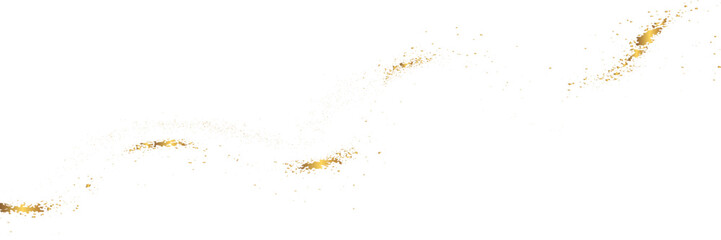 abstract gold dust magic glitter white background. Elegant gold foil overlay for luxury design branding and festive graphics. Shine falling gold dust lights. Christmas glowing bokeh and glitter.	