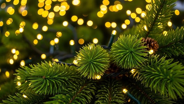 Capture the magic of Christmas with sparkling lights on evergreen tree