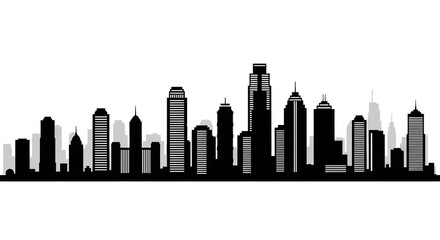 Obraz premium Cityscape Silhouette: Modern Urban Skyline Vector Graphic