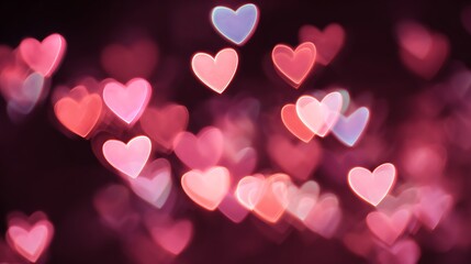Romantic Pink Heart Bokeh Lights Abstract Background for Valentines Day