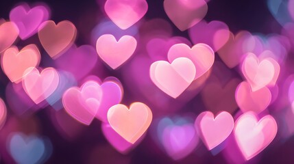 Vibrant Magenta Heart Shapes Bokeh Texture Abstract Background