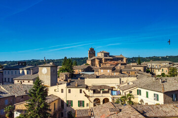 Panoramic aerial view of Orvieto medieval town from a flying drone - Italy