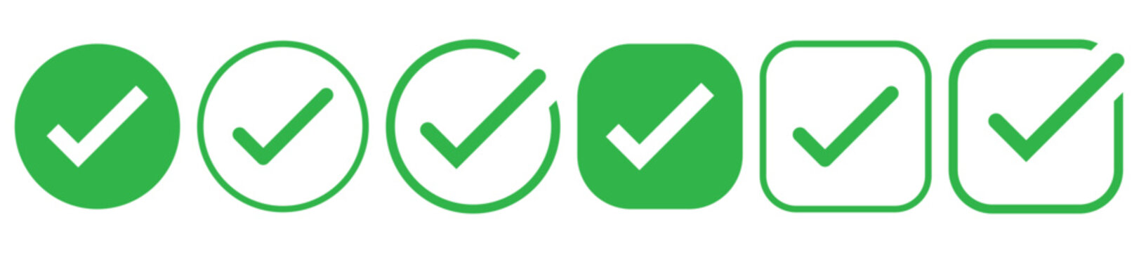 Green check mark icon. Check mark vector icon. Checkmark Illustration Vector symbols set green checkmark isolated on white background Correct vote choice isolated symbol