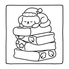 Kids-Bold & Easy Christmas Coloring Book, cute candle with holly bold & easy cute christmas coloring page, Christmas Coloring Pages, bold & easy cozy winter coloring book pages, victor art. line art 