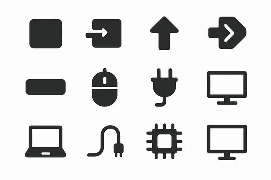 Plug key wire spacebar backspace screen computer vector enter icon shift minimalist