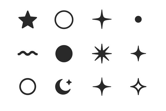 Circle small star moon spark simple vector icon cross icons glow dot