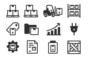 Vector shelf chart warehouse box simple plug stack icons icon document pallet