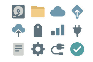 Hard plug minimal cable cloud document icon upload vector disk folder drive