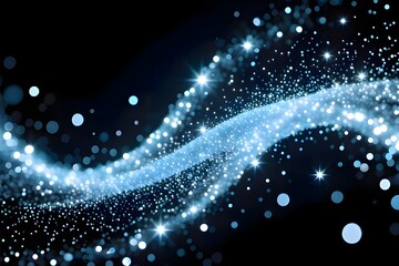 
Dark Blue Abstract Bokeh Background with Glittering Particles and Glowing Lights.