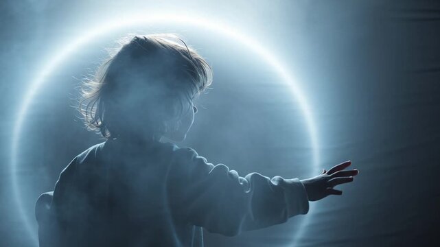 Child reaches towards ethereal glowing orb