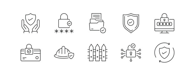 Security and Protection Icon Set Line Style, Editable Stroke