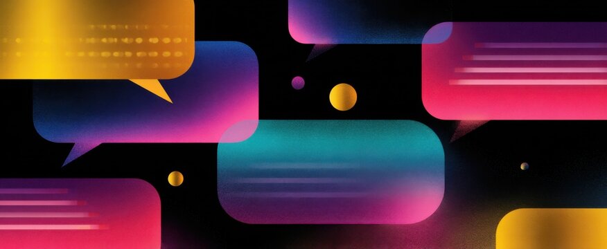 Colorful chat bubbles spark vibrant emotions in lively mobile conversations in progress