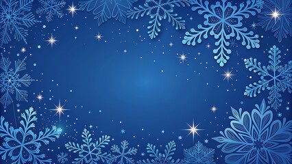 Blue Christmas card background design with vector snow, snowflakes, and holiday celebration pattern