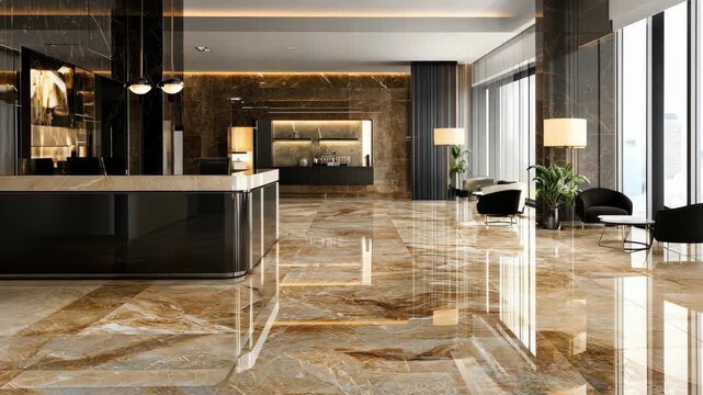 interior of the room made of porcelain tiles. Selective focus. dizain.