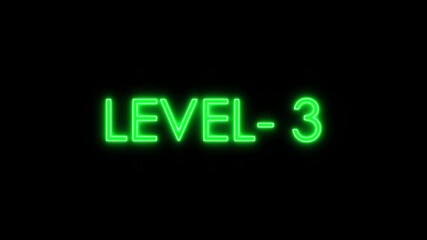 level-3 neon bright text font colorful animation. Glowing level-3 text with glitch effects animation. game concept next level icon isolated on black ... - Powered by Adobe