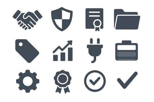 Shield vector tag chart trust icon plug ribbon battery gear set certificate