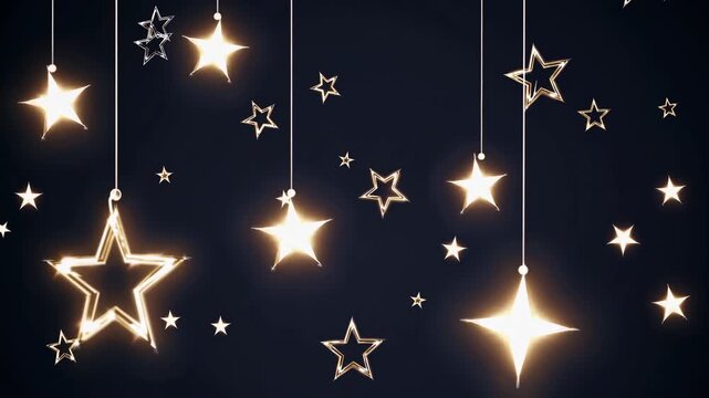 night shines brightly, stars illuminate joyful festive evening, sparkling celestial lights fill festive night sky, bright stars dazzle and illuminate during cheerful holiday evening.