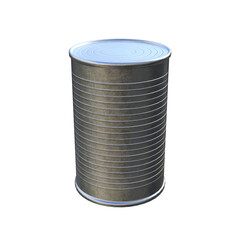 Single Metal Tin Can on Transparent Background