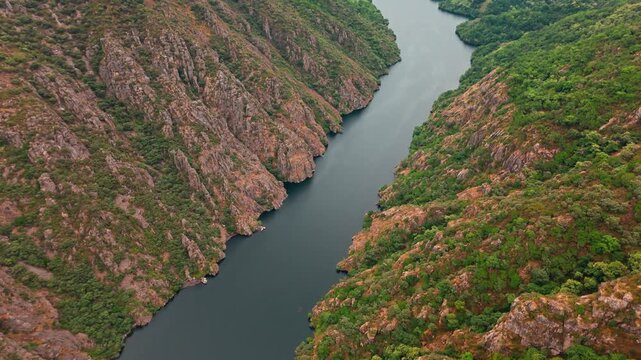 Aerial view of the stunning Sil Canyon in Parada de Sil, Galicia, Northern Spain