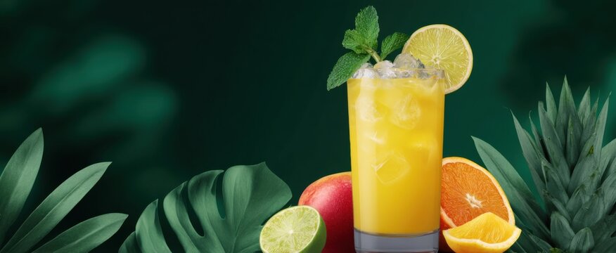 Bright tropical fruits pour joy and refreshment into a chilled revitalizing drink