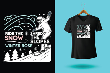 Penguin Snow Surfers T Shirt Design with Chill Vibes and Cool Slides Featuring Snowboard Riding Waves Vector Illustration Isolated on White Background