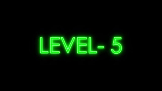 Glowing level-2 text with glitch effects animation. game concept next level icon isolated . Black background.4k video...