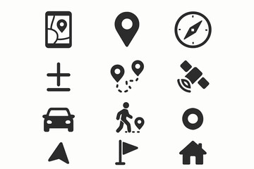 Buttons navigation direction dot vector icon zoom location map set route destination