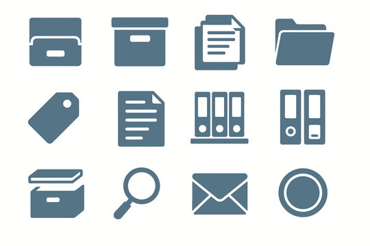 Lid tag document icons minimalist paper stack vector icon stamp label archive