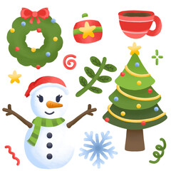 snowman and christmas tree