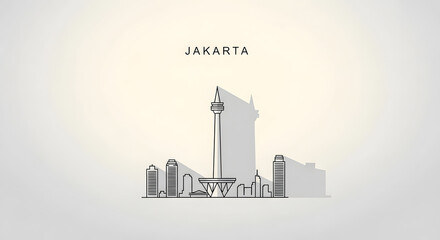 Obraz premium Jakarta Minimalist Skyline Illustration