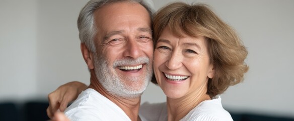 Joyful senior couple dancing gracefully in a vibrant sunlit living room