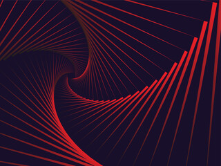 Abstract red spiral wave lines forming dynamic vortex on dark background, modern geometric design, futuristic digital illustration, smooth flowing motion background