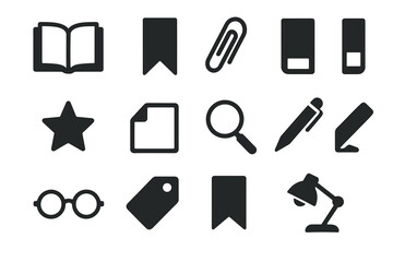 Pen vector icons book icon corner reading note ribbon bookmark page open