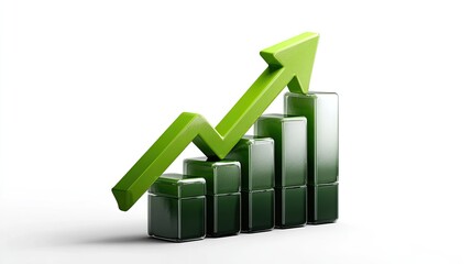 Ascending Arrow: A dynamic representation of business growth, featuring a vibrant green arrow charting an upward trajectory alongside a series of bar graphs.