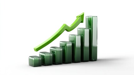 Ascending Progress Graph: A graphic depiction of growth and success is visualized through a vibrant green rising arrow. This image signifies continuous business development and prosperity.